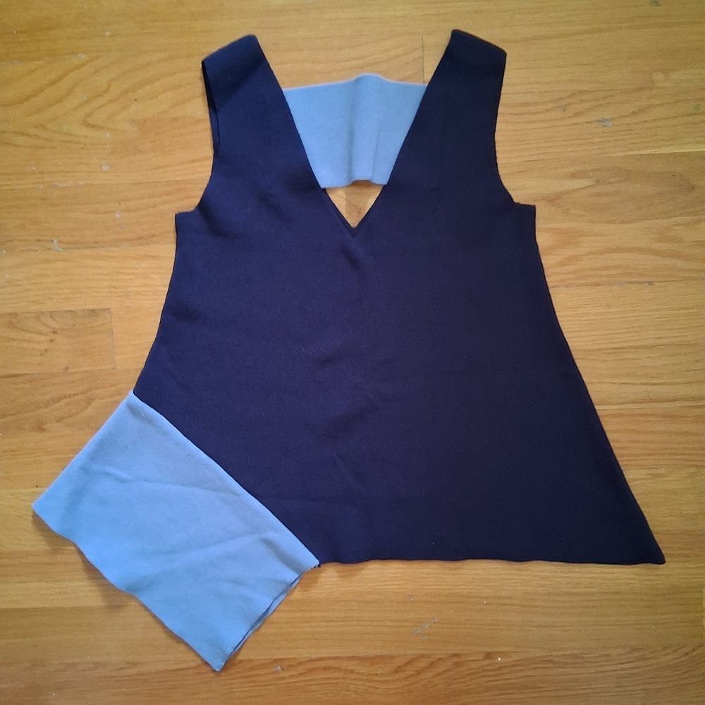 Elegant Navy and Light Blue Women's Top
